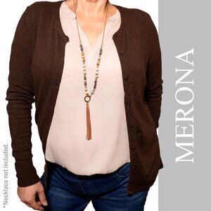 Merona Brown Marled Button-Front Cardigan Sweater 0X 12